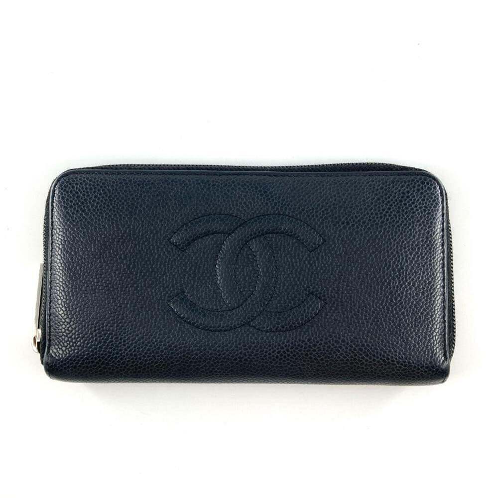 CHANEL Authentic Black Caviar Leather Logo Wallet - Picture 2 of 8